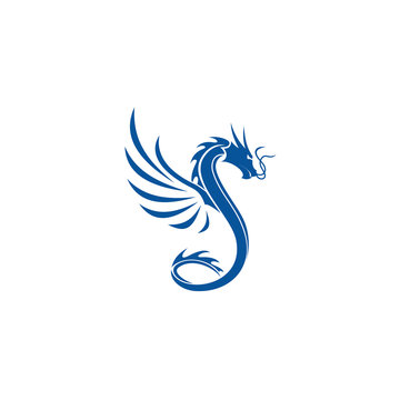 logo dragon and wing icon vector