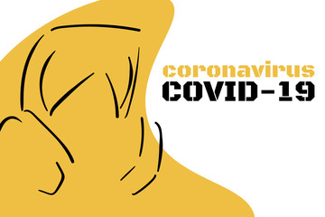 Doctor in protective mask and suit on the white background. Template for background, banner, poster. Vector EPS10 illustration.