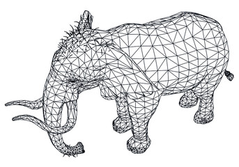 Naumann's Elephant polygonal lines illustration. Abstract vector elephant on the white background