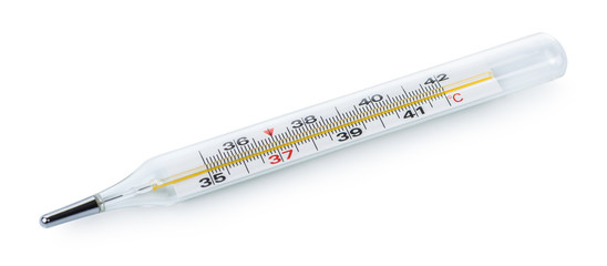 Mercury thermometer isolated