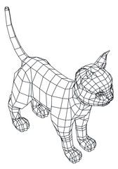 Kitten polygonal lines illustration. Vector kitten on the white background