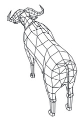 Cape buffalo polygonal lines illustration. Vector cape buffalo on the white background