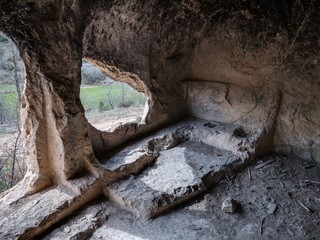 Interior of a hermitic cave near Marquinez, Alava, Basque Country, Spain