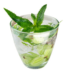 Fresh cool drink of ripe juicy cherry and gooseberry berries