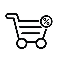 Percent sale shop cart icon. Outline percent sale shop cart vector icon for web design isolated on white background