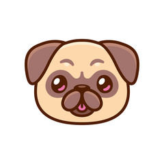 Cute cartoon pug face