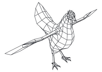 Chicken hen polygonal lines illustration. Abstract vector hen on the white background