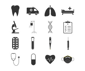 Healthcare, medical icon set. Vector illustration, flat design.