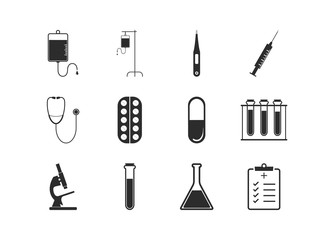 Healthcare, medical icon set. Vector illustration, flat design.