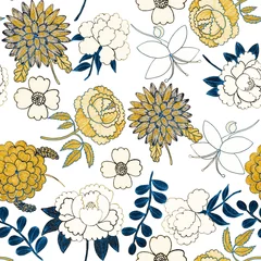Tuinposter Creative seamless pattern with flowers in ethnic style. Floral decoration. Traditional paisley pattern. Textile design texture.Tribal ethnic vintage seamless pattern. Asian art. © Natallia Novik