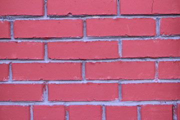 Brick background. Background of red bricks. Loft style. Brick wall