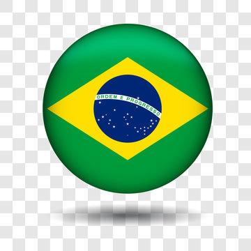 Brazil Flag Icon 3d Circle Sphere Vector Illustration on Transparent Background
