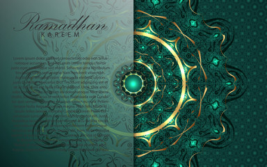 Ramadan Kareem islamic wishes celebration background. Invitations template design with luxury and elegant style. Vector illustration graphic layout can use for greeting card, poster, flyer, banner 