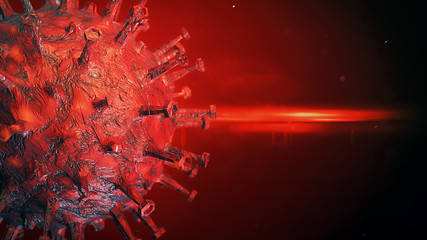 Coronavirus 3d rendering. Illustration showing structure of the epidemic virus
