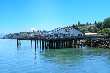 Fototapeta na wymiar Tacoma. Pier view. WA from long drive via Ruston Way. 