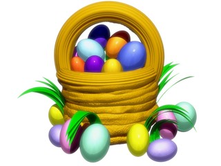 Colorful Easter Eggs on White