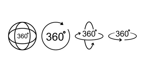 360 degrees line icon. Rotation symbol isolated in white background. Vector illustration EPS 10.