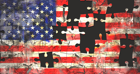 america usa flag in puzzle pieces 