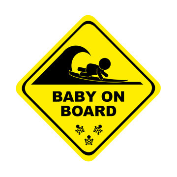 Baby on Board sign, surfing
