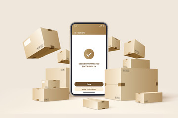 Parcel delivery. Concept for fast delivery service. Vector illustration