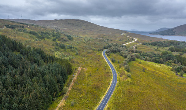 Empty Asphalt Road in the Northwest Highlands of Scotland
