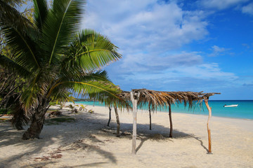 Fototapeta na wymiar Fayaoue beach on the coast of Ouvea lagoon, Mouli and Ouvea Islands, Loyalty Islands, New Caledonia