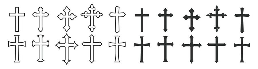 Christian cross icon set,  Vector illustration