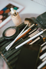 cosmetic set, brushes for applying cosmetics, set of beautician, makeup artist
