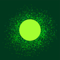 Circular template with place for text. Green texture from many dots. Vector illustration