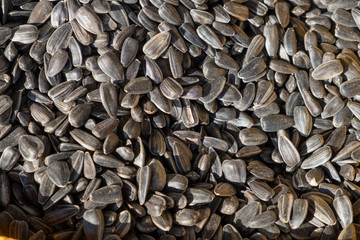 Sunflower seeds. Selling fruit on the market. Natural, healthy, vitamin-rich foods. Food for health.