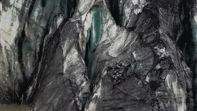 Fantastic view on Solheimajokull glacier in Katla Geopark on Icelandic Atlantic South Coast. Location: South glacial tongue of Myrdalsjokull ice cap, near Vik village, Iceland, Europe
