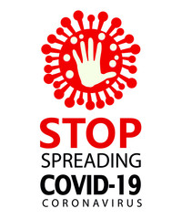Stop Covid-19 Sign & Symbol, vector Illustration, Typography Design, World Health Organization WHO introduced new official name for Coronavirus disease named COVID-19.