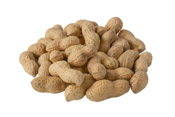 Ripe peanuts isolated on a white background