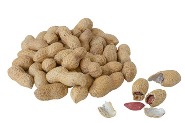 Fototapeta na wymiar Ripe peanuts isolated on a white background