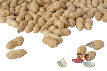 Ripe peanuts isolated on a white background