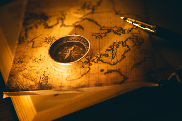 compass on map