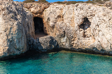 The icons in a cave in the Blue Lagoon, Cyprus