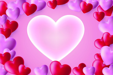 Happy Valentine's day background with heart and present composition for a trendy banner, poster or greeting card