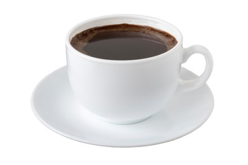 Coffee mug with coffee on a white background