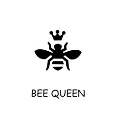 Bee queen flat vector icon