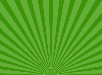 Sunlight wide background. Green color burst background. Vector illustration.