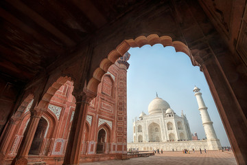 View of the famous Taj Mahal in India