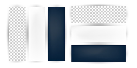 Empty horizontal banner set with shadow template