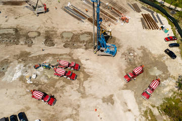 SLS Hallandale Resort construction site cranes and cement trucks