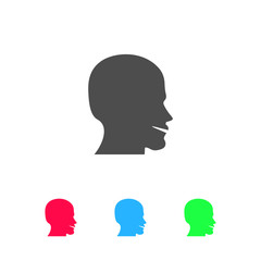 Man's face shape icon flat.