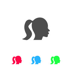 Woman's face shape icon flat.