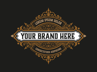 Vintage retro logo with floral ornaments