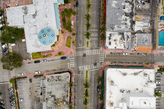 Aerial Photo Miami Beach Scene After Full City Lock Down To Stop Spread Of Coronavirus Covid 19 Pandemic