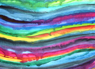 freehand abstract background with live materials, colored rainbow colored smudges in watercolor