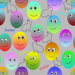 Cartoon eggs, easter bunny, for seamless pattern, fabric, children’s wallpaper and holidays, paper, postcard, background
